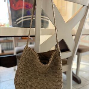The Sak Taupe Woven Crossbody Bag